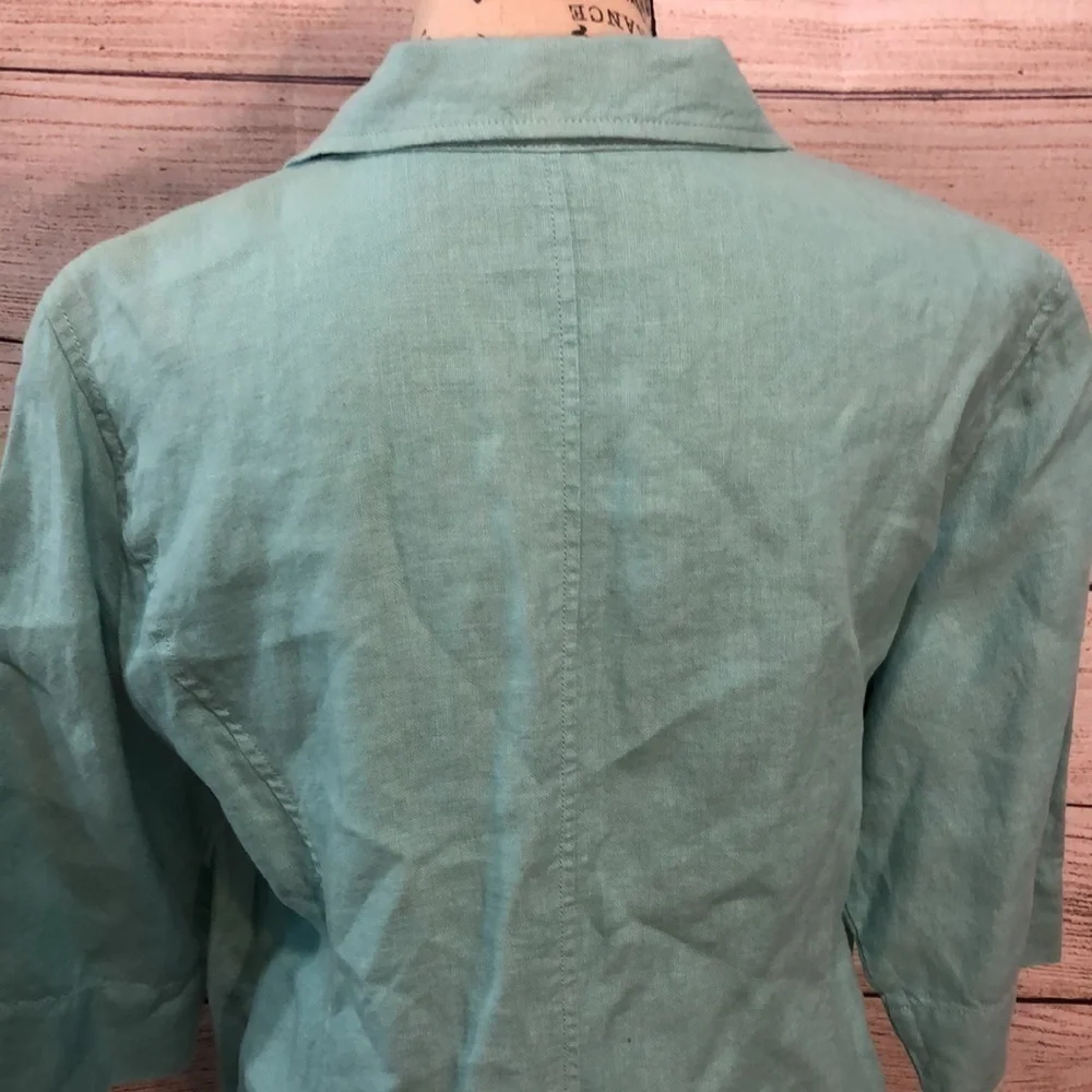 Eileen Fisher 100% Linen Jacket Blazer Notched Collar Back Vent Size Large